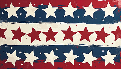 Obraz premium Decorative red, white, and blue star pattern background 