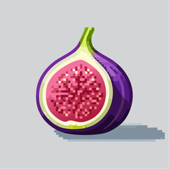 Vibrant fig fruit pixel art showcasing detailed seed arrangement against soft grey background