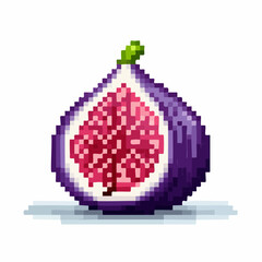 Pixelated Fig: A Digital Still Life of a Fresh, Ripe Fig Slice on White Background