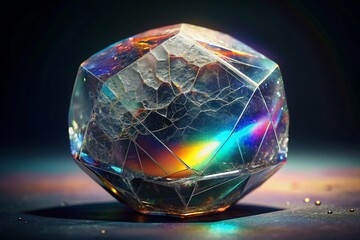 Iridescent Crystal Sphere with Fractures