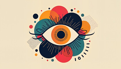 Eye illustration with colorful circular patterns
