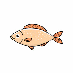 Illustration of a minimalist cartoon fish swimming on a white background in vector format