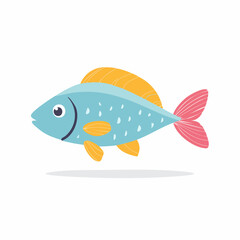 Whimsical underwater adventure, cute cartoon fish illustration for children's books