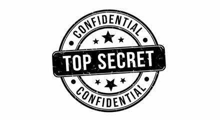 Top Secret Confidential Stamp Vector Illustration for Classified Information and Official Documents