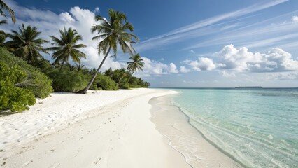 Tropical Beach Paradise with Palm Trees