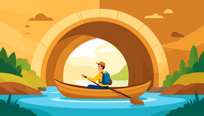 Canoeing Under Arch: Peaceful River Journey