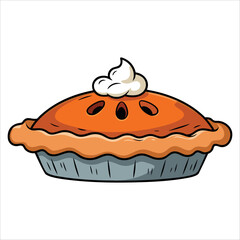 Thanksgiving pie illustration isolated on white background. Vector design perfect for holiday, food, celebration, and seasonal themed graphics.