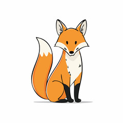 Charming Cartoon Fox Illustration with Detailed Outline and Warm Color Palette on White Backdrop