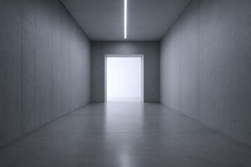 Obraz premium Minimalist Concrete Hallway with Bright Light at the End, Perfect for Modern Architecture and Design
