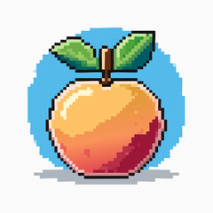 Pixelated Peach Perfection: A Retro-Inspired Delight with a Blue Halftone Background