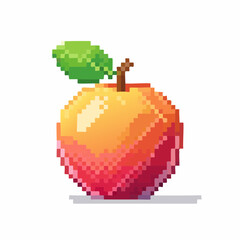 Pixelated Perfection: A Retro-Style Apple Illustration with Gradient Colors and Crisp Details