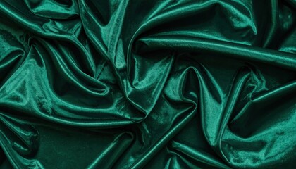 Obraz premium Emerald Green Fabric Drape Texture Background