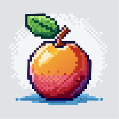 Pixelated Apple Art: Nostalgic 8-bit Fruit Illustration with a Retro Gaming Aesthetic