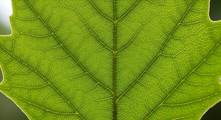 Obraz premium Close-Up of Green Leaf Showing Vein Detail in Natural Light