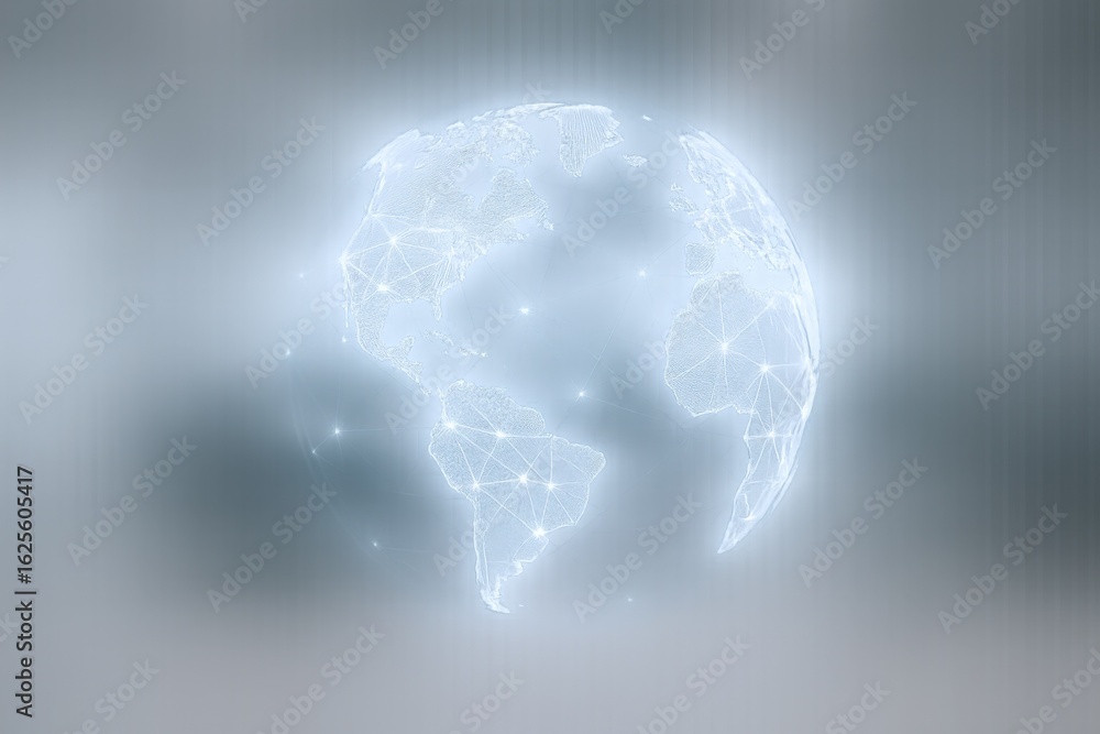 Poster global network connection: abstract world globe illustration on black background for technology and 