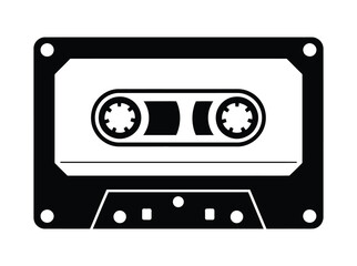 Fototapeta premium Retro Black and White Audio Cassette Tape Vector Illustration Graphic Design