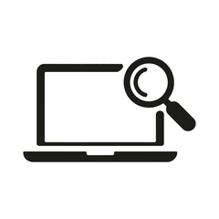 Laptop Computer with Magnifying Glass Search Icon Vector Illustration Graphic