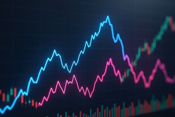 Stock Market Graph with Upward Trend: Financial Analysis and Investment Data Visualization