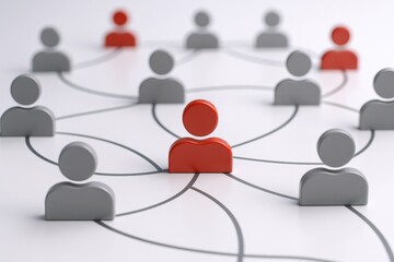 Network of People Connected by Lines, Showing Teamwork, Leadership, and Social Connections in 3D Rendering