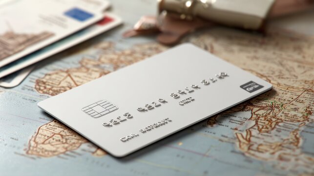Credit Card on World Map: Travel Planning and Financial Security for Global Adventures - Powered by Adobe