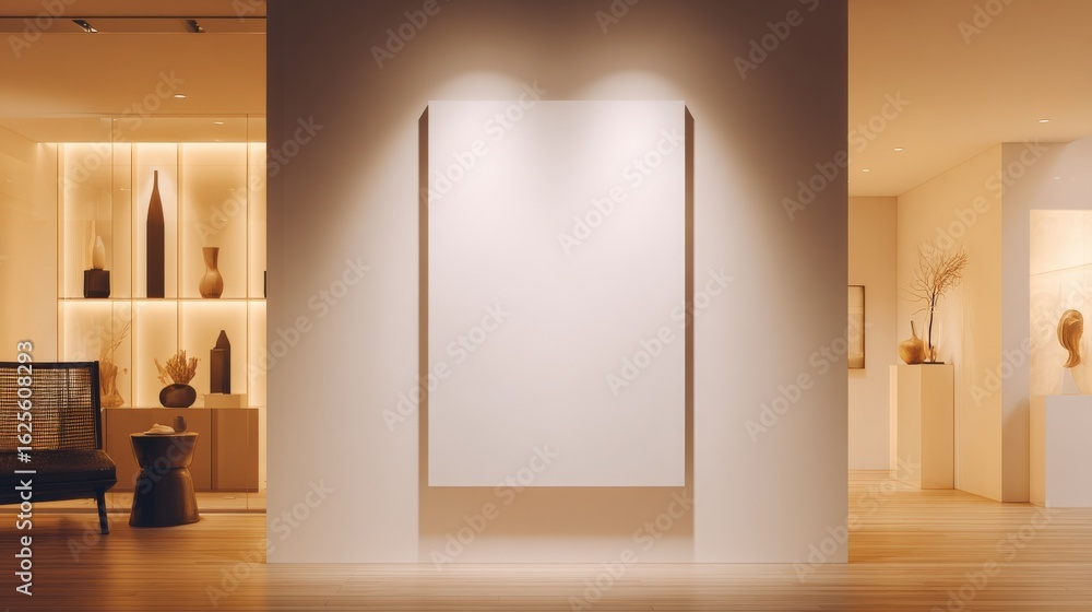 Aufkleber blank canvas in modern gallery setting for art display and promotion