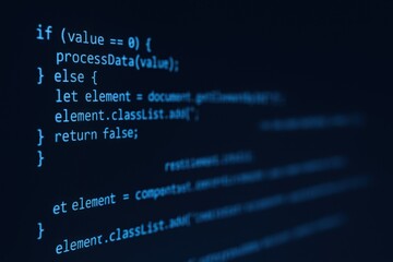 JavaScript Code Snippet on Dark Screen Display: Technology, Programming, and Development Concept