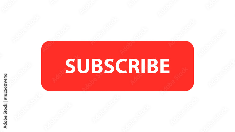 Poster red button with text subscribe on a transparent background