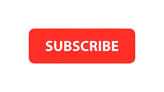 red button with text subscribe on a transparent background