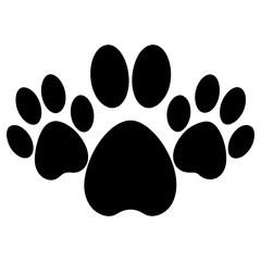 A group of black paw prints in a stylized silhouette pattern isolated on transparent background