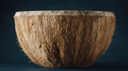 Fototapeta premium Close-up view of a coconut shell, showcasing the natural texture and detail