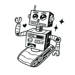 Cute kawaii robots with futuristic technology and fun expressions modern digital future