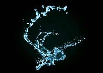 抽象的な青い水しぶきの3dイラスト