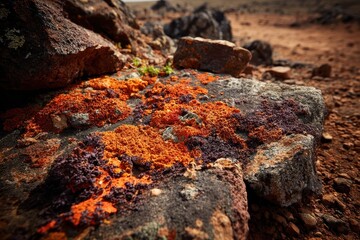 Fototapeta premium Vibrant Lichen on Rocky Surface