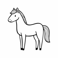 Elegant horse line art illustration perfect for coloring books and educational materials