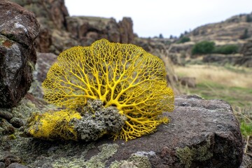 Stunning Yellow Fungus on a Rock