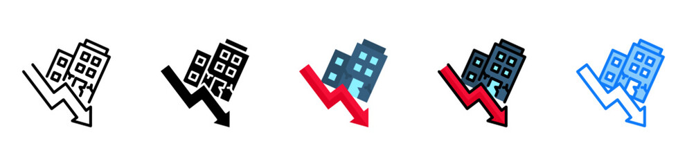 Company Failure icon multiple style 