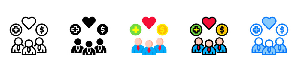 Employee Wellbeing icon multiple style 