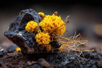 Stunning Yellow Flowers on Volcanic Rock