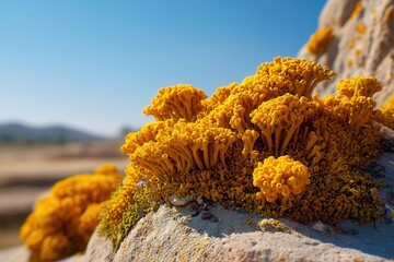 Stunning Close-up of Vibrant Yellow Lichen