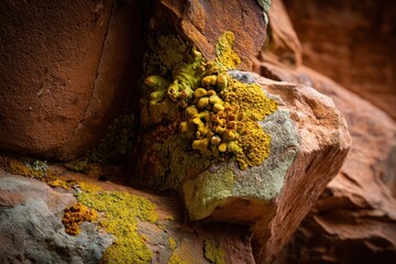 Vibrant Lichen on a Red Rock