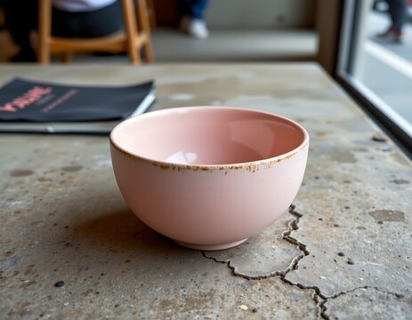 an intimate setting with a pink bowl as its focal point