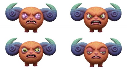 Obraz premium Angry cartoon creatures illustrations set