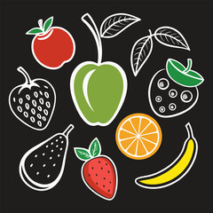 Wonderful fruit icons for background. Seamless background with fruits.