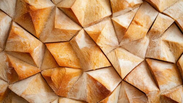 Close-up of crispy, golden baked bread rolls forming geometric pattern