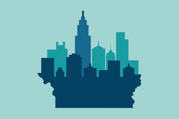 Fototapeta premium illustrated skyline on map of illinois (1).eps