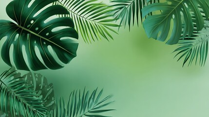 Lush Green Tropical Leaves Background