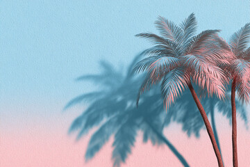 A serene pastel background blending pink and blue hues with soft palm shadows. Great for summer branding, tropical wallpapers, or relaxing lifestyle visuals
