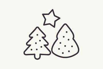minimalist line art christmas cookie illustration (1).eps