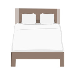 Illustration of bed with pillows and duvet