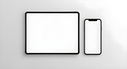 Sleek tablet and smartphone mockup with white screens ready for your app or website design showcase
